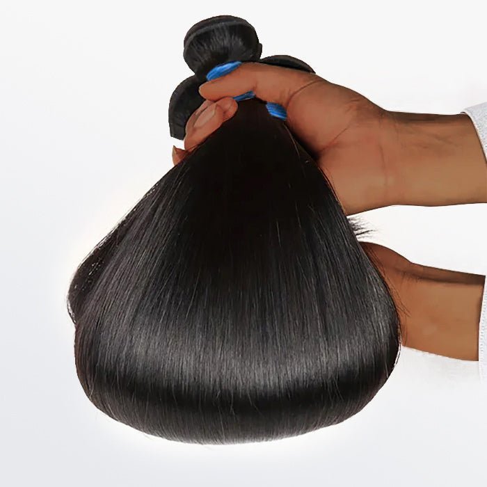 10 - 36 Inch Straight Virgin Brazilian Hair 1B Natural Black - Lordess Beauty