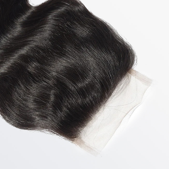 12 - 20 Inch 4.5" x 4.5" Upgrade Body Wavy Free Parted Lace Closure 1B Natural Black - Lordess Beauty