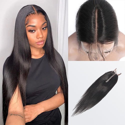 12 - 20 Inches 2" x 6" Upgrade Straight Transparent Lace Closure 1B Natural Black - Lordess Beauty
