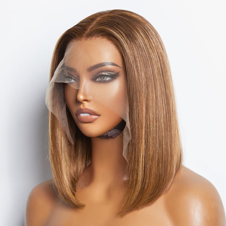 12 Inches 13"x4" P4/27 Straight Bob Lace Frontal Wig - 100% Human Hair - Lordess Beauty