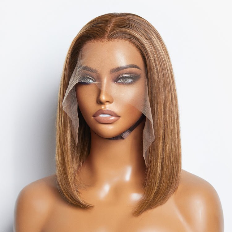 12 Inches 13"x4" P4/27 Straight Bob Lace Frontal Wig - 100% Human Hair - Lordess Beauty