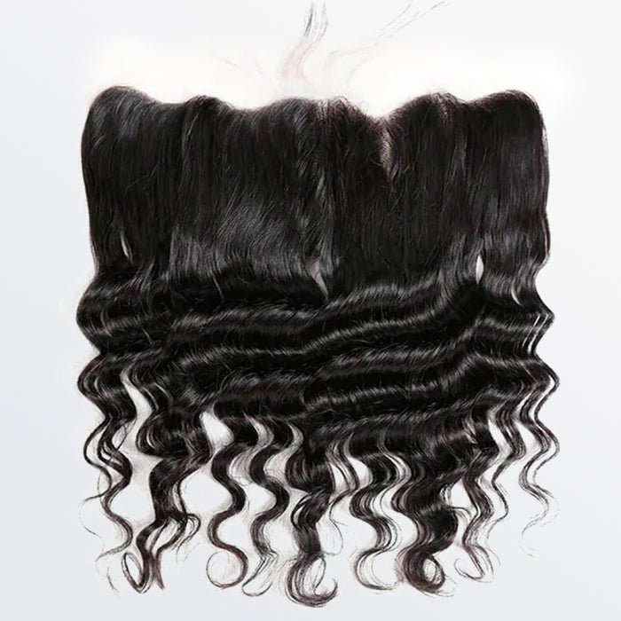 14 - 20 Inch 13" x 4" Deep Wavy Free Parted Frontal 1B Natural Black - Lordess Beauty