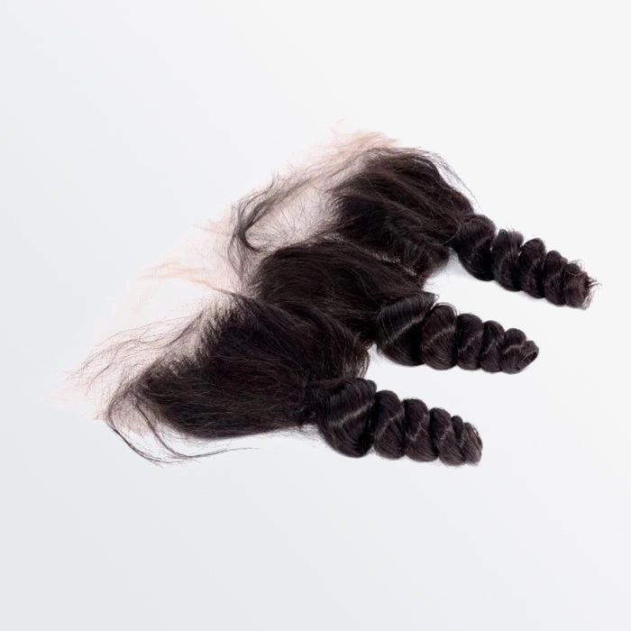 14 - 20 Inch 13" x 4" Loose Wavy Free Parted Frontal 1B Natural Black - Lordess Beauty