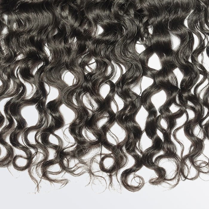 14 - 20 Inch 13" x 4" Natural Wavy Free Parted Frontal 1B Natural Black - Lordess Beauty