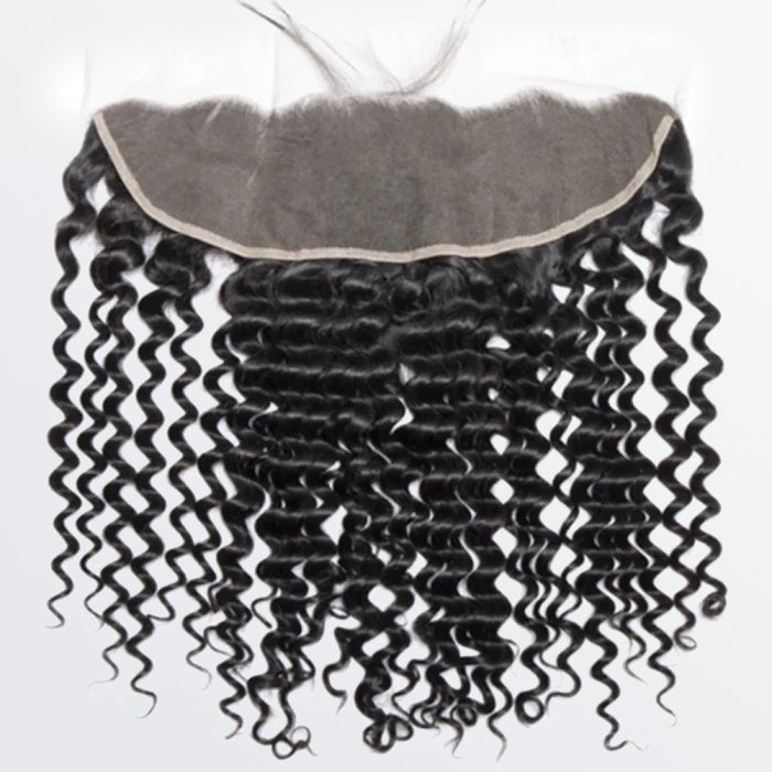 14 - 20 Inch 13" x 4" Water Wavy Free Parted Frontal 1B Natural Black - Lordess Beauty