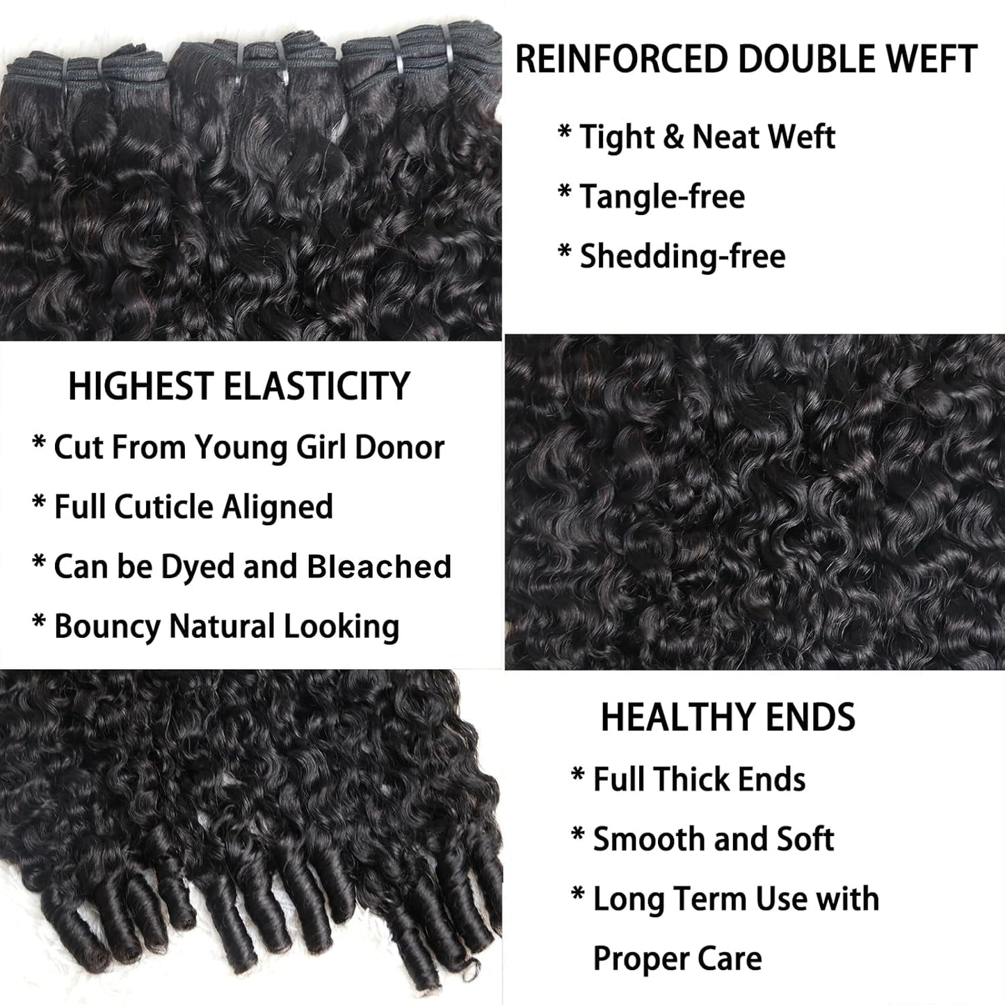 14 - 28 Inch Burmese Curly Bundles Virgin Brazilian Hair 1B Natural Black - Lordess Beauty
