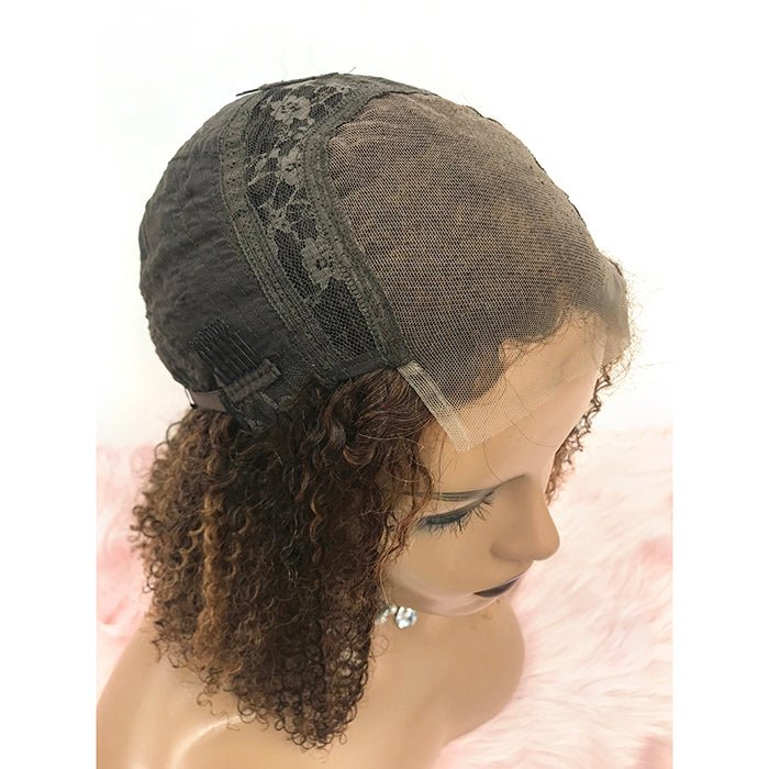 14 inch 5"x5" Closure Lace Wig Kinky Curly Brazilian Human Virgin Hair 150% Density - Lordess Beauty