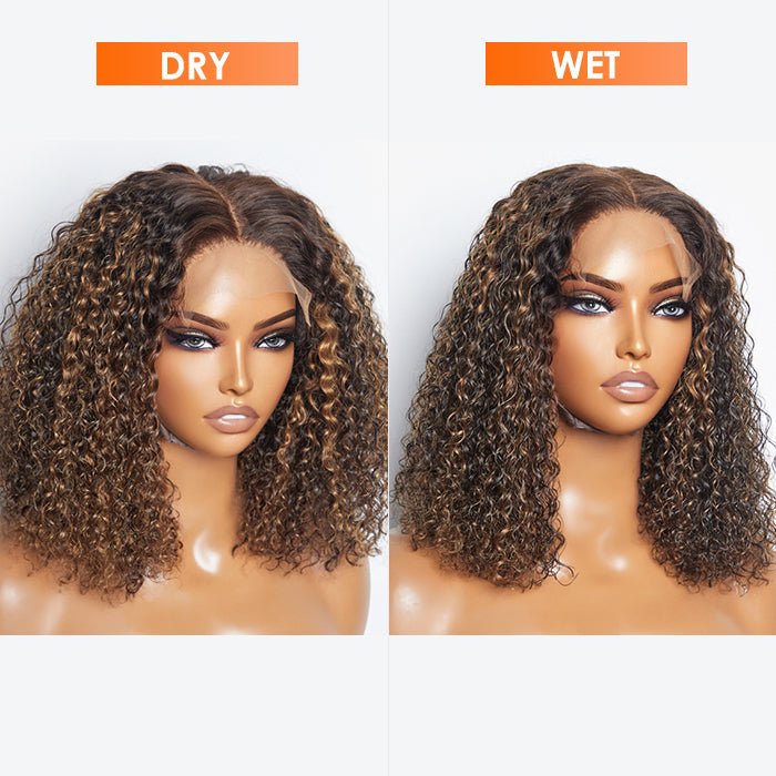 14 inch 5"x5" Closure Lace Wig Kinky Curly Brazilian Human Virgin Hair 150% Density - Lordess Beauty