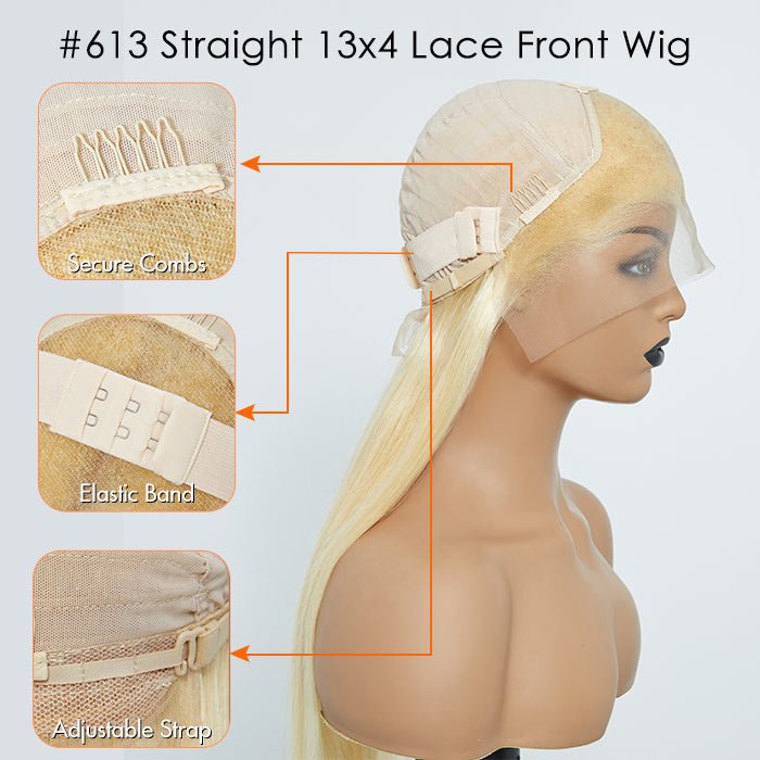 16 - 30 Inch Pre - Plucked 13"x4" 613 Straight Lace Frontal Wig 150% Density - Lordess Beauty
