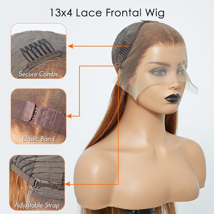 18 - 24 Inch Pre - Plucked 13"x4" Lace Front Straight Wig Free Part 150% Density - 100% Human Hair - Lordess Beauty