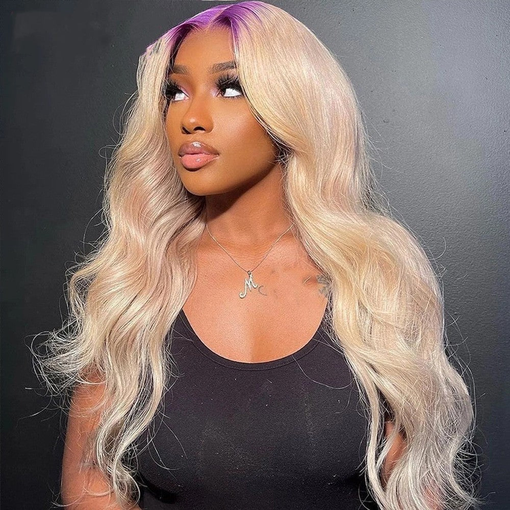 Star Chic Root-Dyed Purple Human Hair Wig – Handwoven Elegance