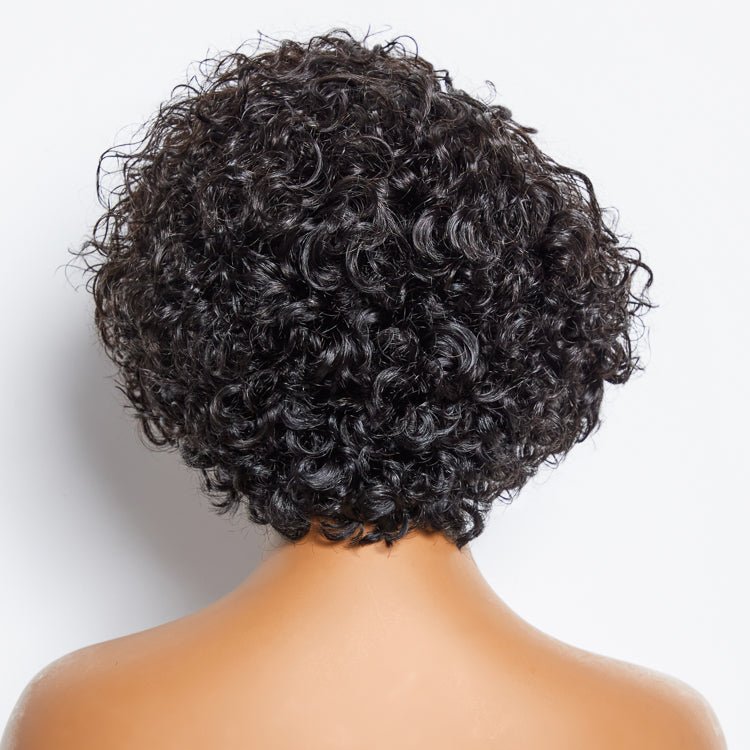 8” Curly Pixie 13x4 Frontal Lace Wig with pre-bleached knots. 100% Brazilian virgin hair, 150% density