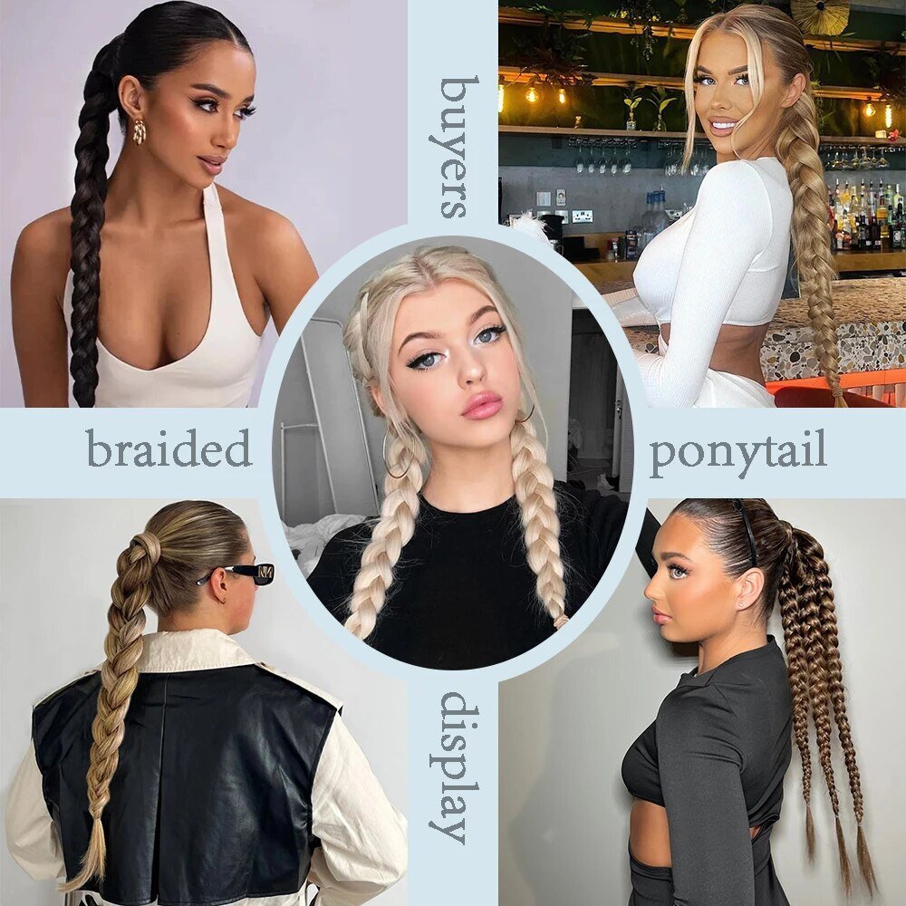 Sleek 24-Inch Braided Ponytail Extension – Heat-Styling Friendly