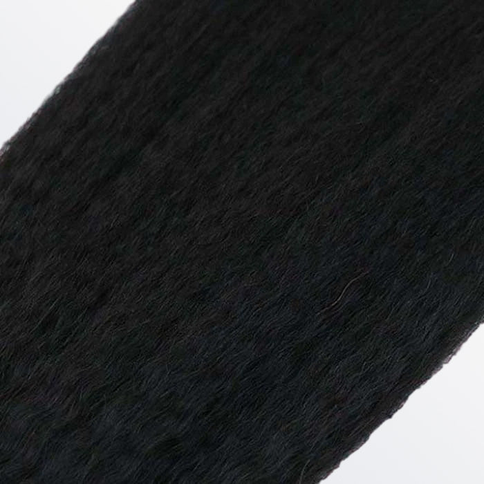 Afro - Textured Kinky Straight Tape - In Remy Hair Extensions 1B Natural Black - Lordess Beauty