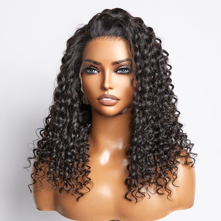 Glueless 3D Cap Pre - bleached Deep Curly 13x4 Transparent Lace Front Wig 150% Density - Lordess Beauty