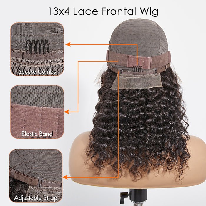 Glueless 3D Cap Pre - bleached Deep Curly 13x4 Transparent Lace Front Wig 150% Density - Lordess Beauty