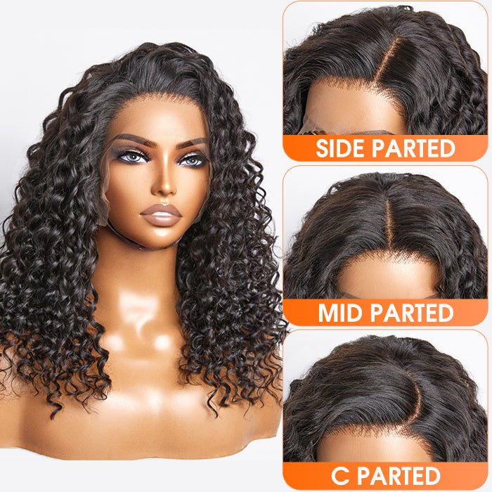 Glueless 3D Cap Pre - bleached Deep Curly 13x4 Transparent Lace Front Wig 150% Density - Lordess Beauty