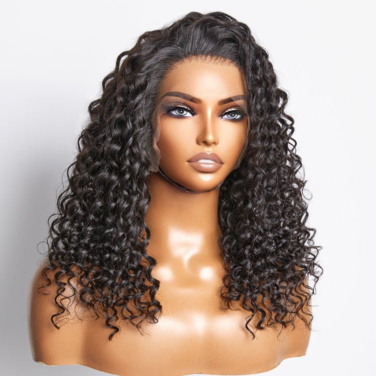 Glueless 3D Cap Pre - bleached Deep Curly 13x4 Transparent Lace Front Wig 150% Density - Lordess Beauty