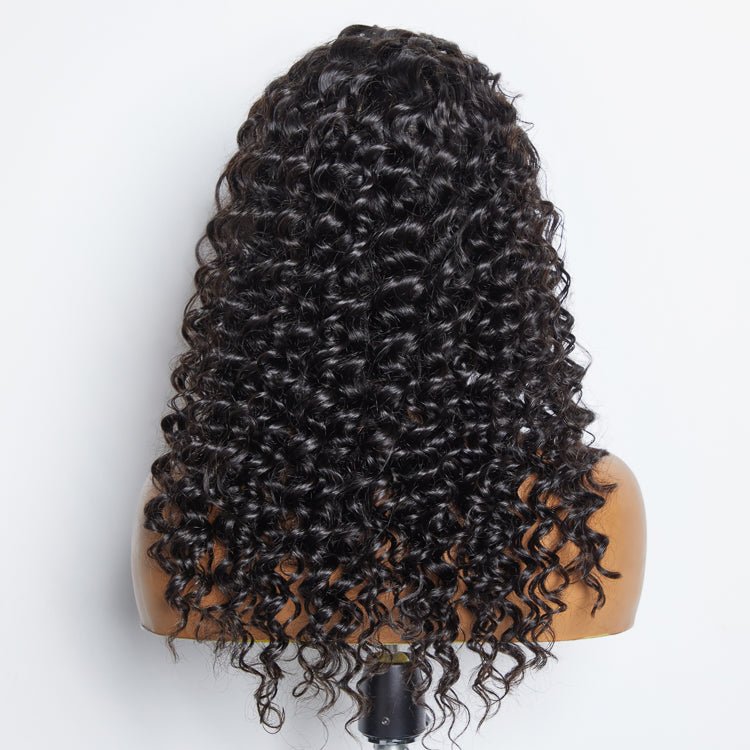 Glueless 3D Cap Pre - bleached Deep Wave 13x4 Transparent Lace Front Wig 150% Density - Lordess Beauty