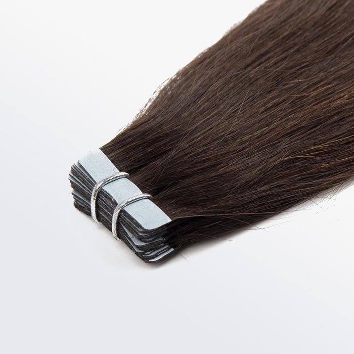 Premium Quality Straight Tape In Remy Hair Extensions 2 Darkest Brown - Lordess Beauty