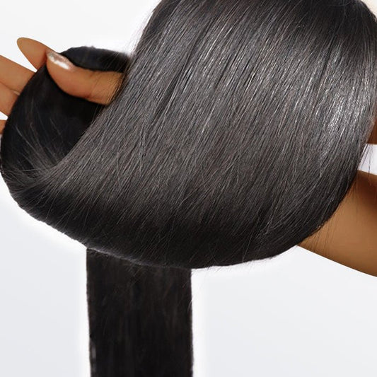 10 - 36 Inch Straight Virgin Brazilian Hair 1B Natural Black - Lordess Beauty