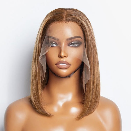 12 Inches 13"x4" P4/27 Straight Bob Lace Frontal Wig - 100% Human Hair - Lordess Beauty