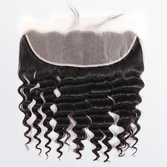 14 - 20 Inch 13" x 4" Deep Wavy Free Parted Frontal 1B Natural Black - Lordess Beauty