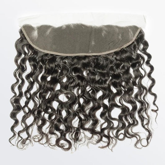 14 - 20 Inch 13" x 4" Natural Wavy Free Parted Frontal 1B Natural Black - Lordess Beauty