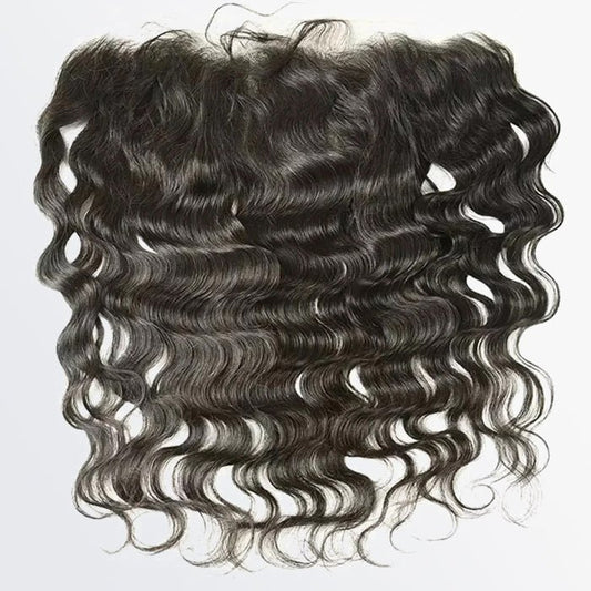 14 - 20 Inch 13" x 4" Ocean Wavy Free Parted Frontal 1B Natural Black - Lordess Beauty