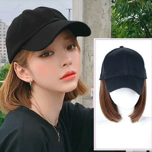 Effortless Elegance Hat Wig – Short Straight Hair Design