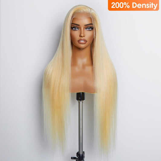 26 - 30 Inches Pre - Plucked 13"x4" 613 Straight Lace Frontal Wig 200% Density - 100% Human Hair - Lordess Beauty