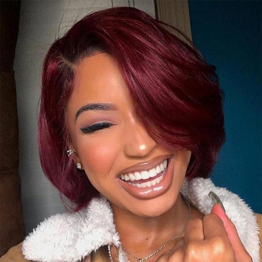 Chic Wine Red Bob Wig – Sleek & Stylish