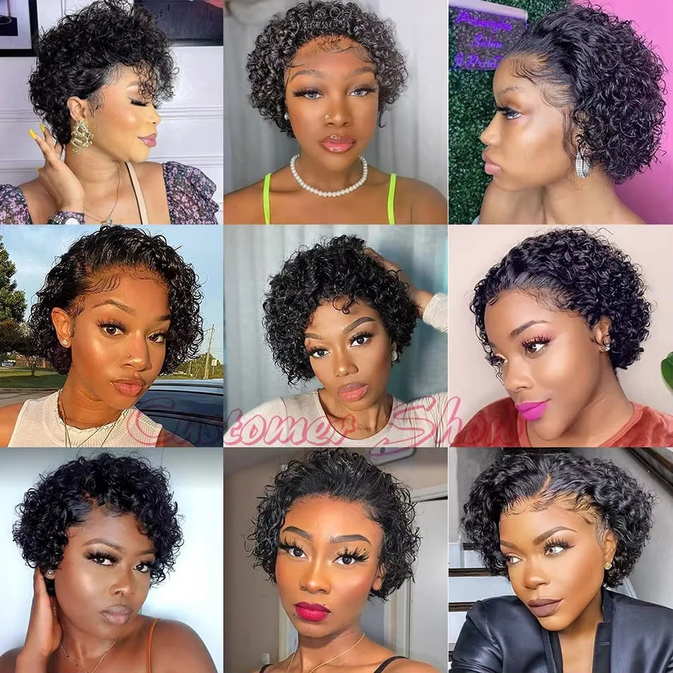 Brazilian Pixie Cut 13x1 Lace Front Wig – Short Curly Human Hair Wig