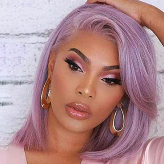Dreamy Pink & Lavender Short Curly Lace Wig – Effortless Elegance