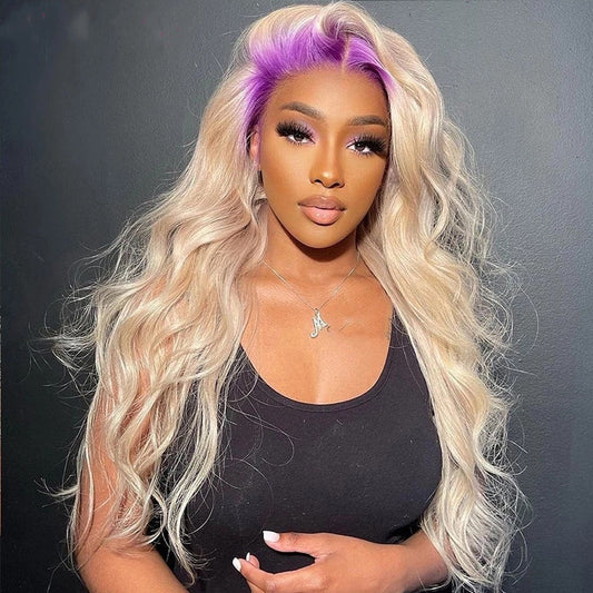 Star Chic Root-Dyed Purple Human Hair Wig – Handwoven Elegance