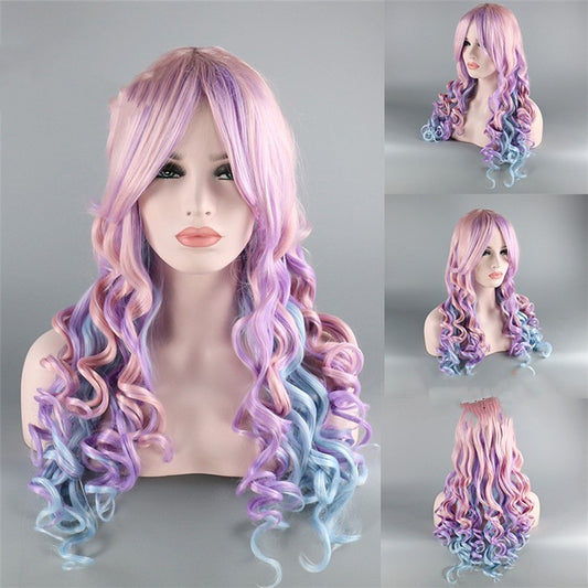 Cosplay Wig – Long Curly Elegance in Dreamy Pastel Hues