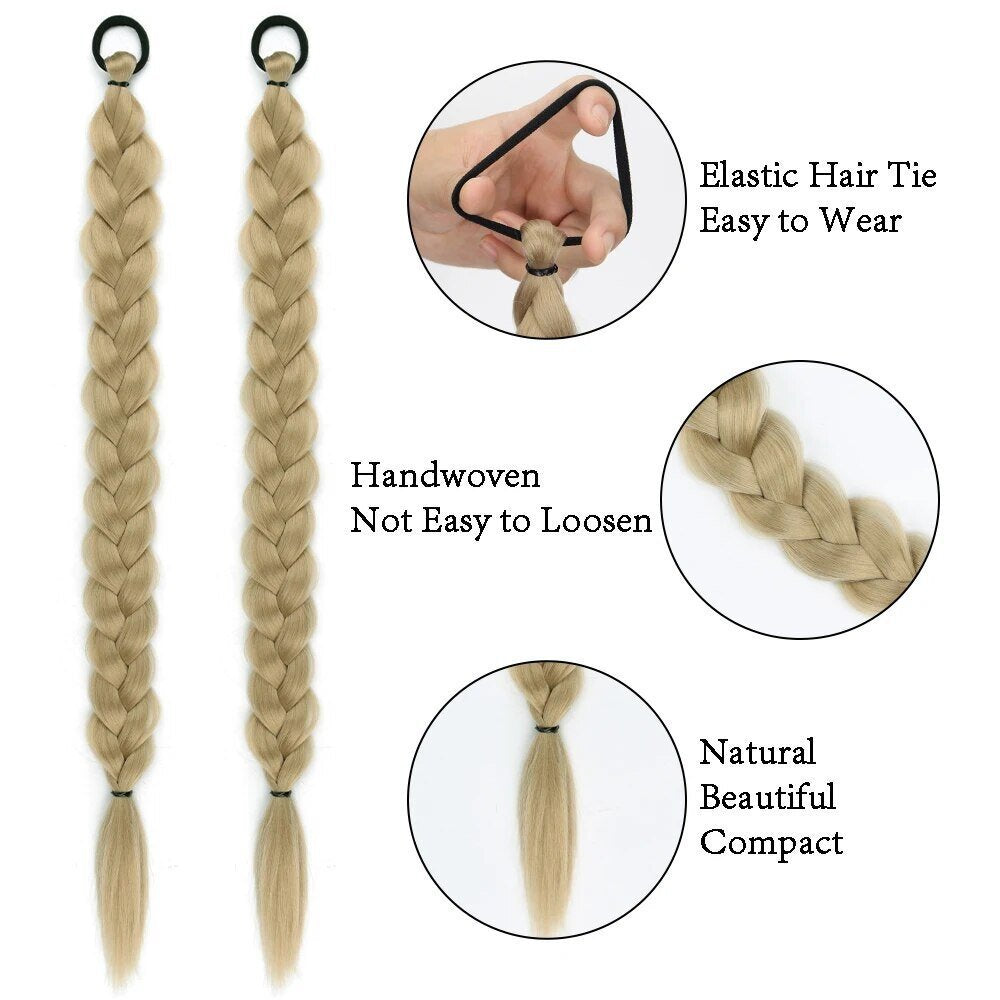 Sleek 24-Inch Braided Ponytail Extension – Heat-Styling Friendly