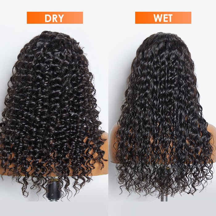 Glueless 3D Cap Pre - bleached Deep Wave 13x4 Transparent Lace Front Wig 150% Density - Lordess Beauty