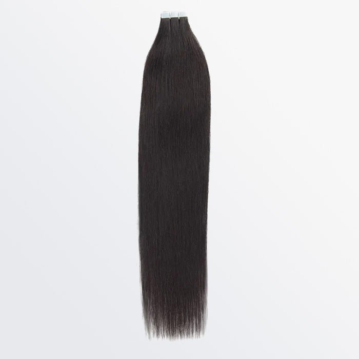 Premium Quality Straight Tape In Remy Hair Extensions 1B Natural Black - Lordess Beauty