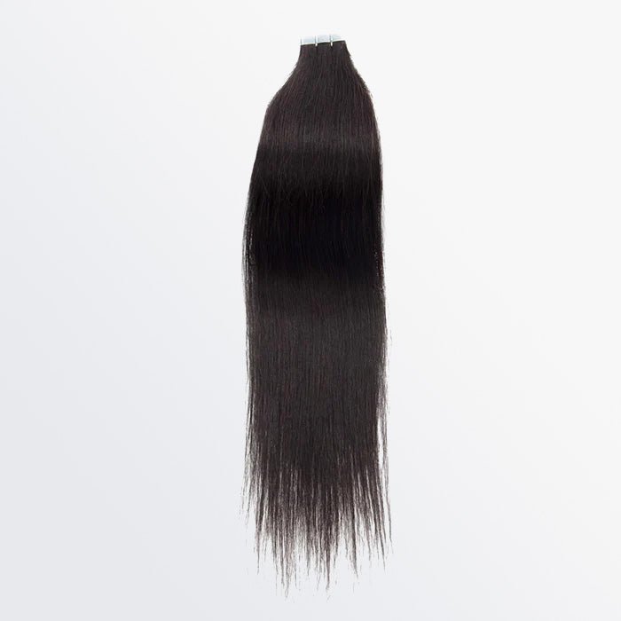 Premium Quality Straight Tape In Remy Hair Extensions 1B Natural Black - Lordess Beauty