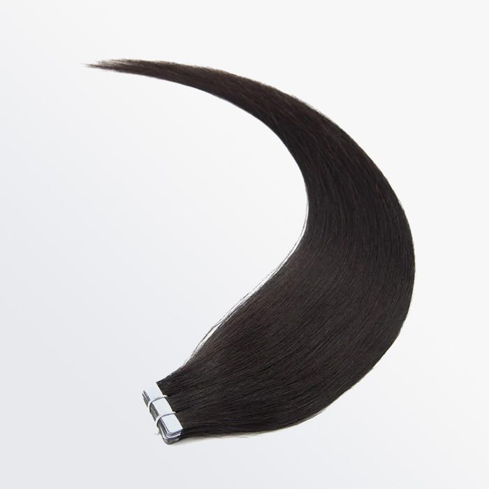 Premium Quality Straight Tape In Remy Hair Extensions 1B Natural Black - Lordess Beauty