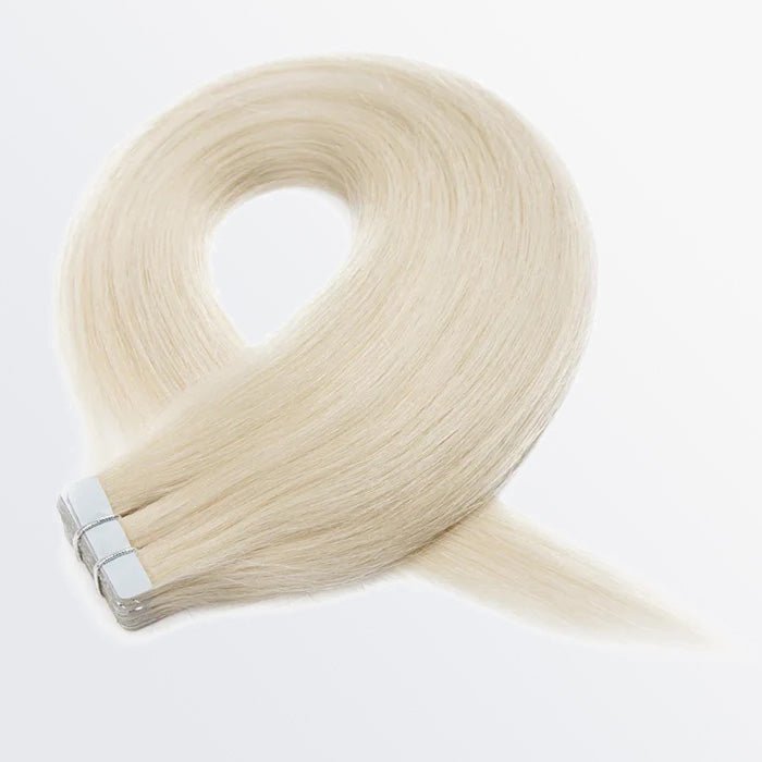 Premium Quality Straight Tape In Remy Hair Extensions 60 White Blonde - Lordess Beauty